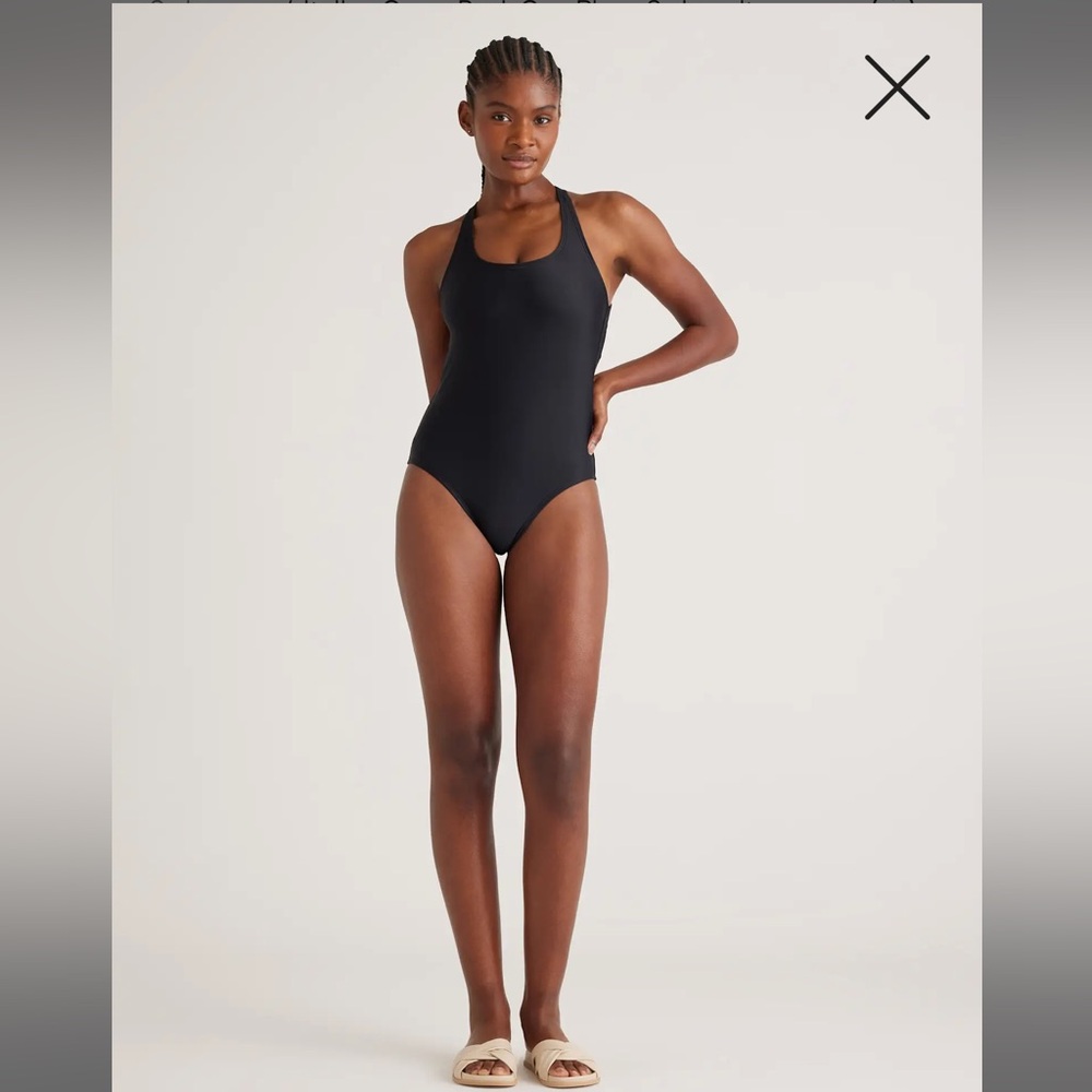 NWT Quince Italian Cross-Back One-Piece Swimsuit small vacation beach capsule